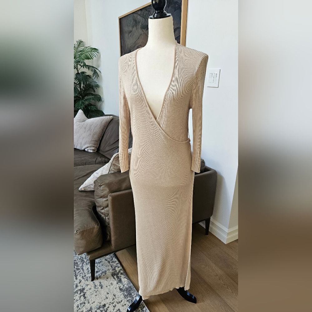 Nwot European reserved wrap long sleeve sweater dress